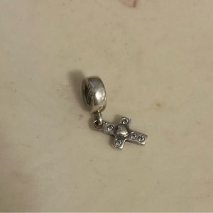 Pandora Cross Dangle with clear CZ Charm Authentic